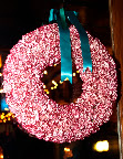 Decorative wreaths hung on the venue’s doors.