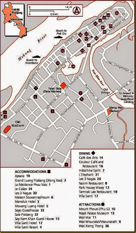 Luang Prapang - Restaurantes mapa