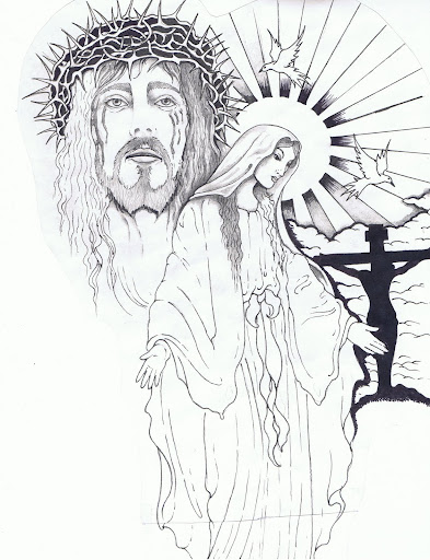 Drawing of Jesus and Mary