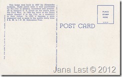 General U. S. Grant Home, Galena, Illinois Postcard pg. 2