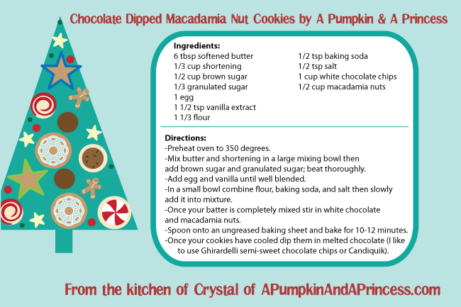Chocolate Dipped Macadamia Nut Cookies by A Pumpkin & A Princess