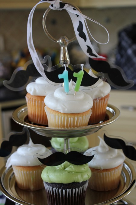 Mustache and Pool Party - 'Stache and Splash Mustache Cupcakes