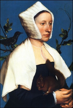 Hans Holbein, Portrait de jeune femme avec écureuil 1526 Hans Holbein, Portrait de jeune femme avec écureuil 1526