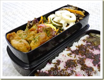 荒布(アラメ)の煮物とピーマンの佃煮弁当(2014/09/30)