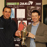 Overall winner of the Singles Ladder, John Mc Hugh with Sponsor Nicky Brujos