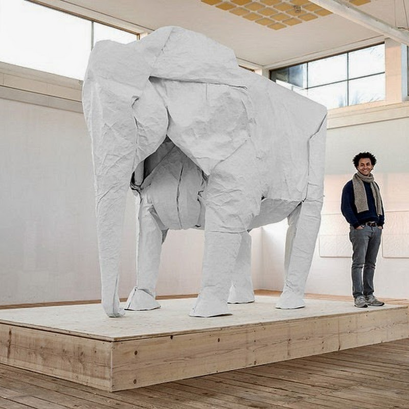 LifeSized Elephant Created by Folding a Single Piece of Paper
