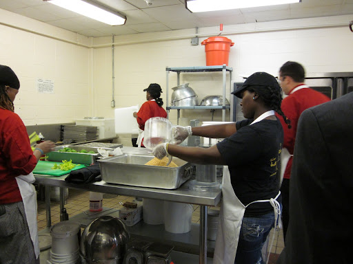 Liberty's Kitchen partnered with the school to serve meals from scratch, sourcing ingredients as locally as possible and offering typical New Orleans dishes like jambayala, red beans and rice, and okra.