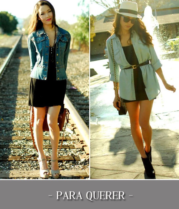 Looks-Inspiraes-Vestido-Preto-Jaqueta-Camisa-Jeans Looks-Inspiraes-Vestido-Preto-Jaqueta-Camisa-Jeans