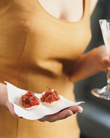 Tuna tartare on waffle chips Tuna tartare on waffle chips