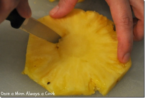 coring a pineapple
