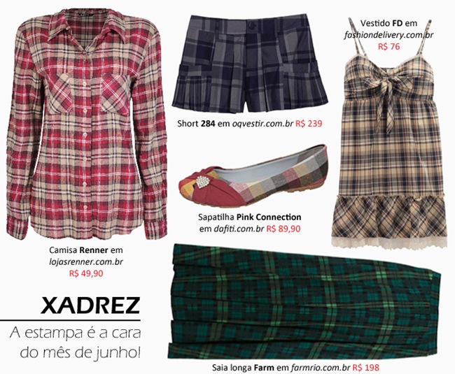 Roupas para Festa Juninina com estampas xadrez! moda roupas xadrez festa junina