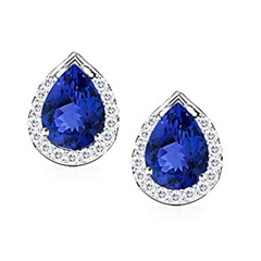 Pear Tanzanite and Diamond Border Earrings