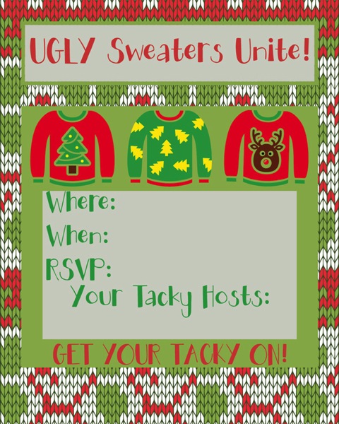 Get Your Tacky On Ugly Sweater Invite. Free printable available at Major Hoff Takes A Wife. Get Your Tacky On Ugly Sweater Invite. Free printable available at Major Hoff Takes A Wife.