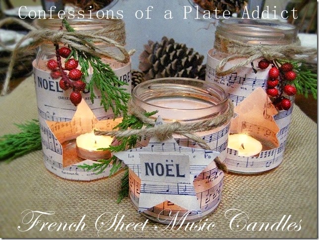 CONFESSIONS OF A PLATE ADDICT French Sheet Music Christmas Candles CONFESSIONS OF A PLATE ADDICT French Sheet Music Christmas Candles