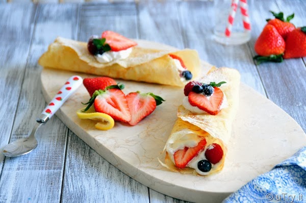 Simple Sweet Crepe with Berries and Chantilly Cream