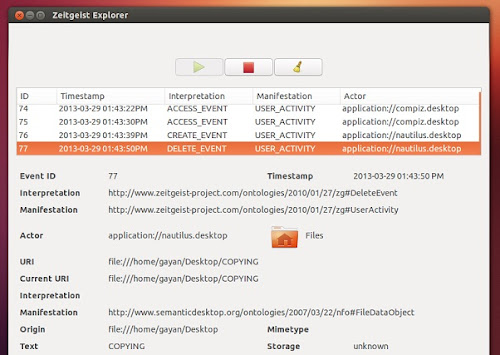 Zeitgeist Explorer su Ubuntu