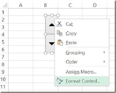 Form Controls in Excel - Spin Button Format Control