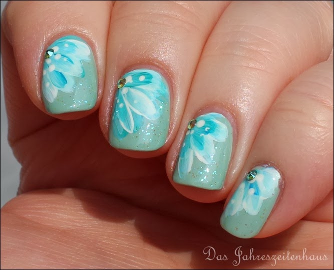 Blüten Türkis One Stroke Pinsel Blumen Turquoise Flower 2 Blüten Türkis One Stroke Pinsel Blumen Turquoise Flower 2