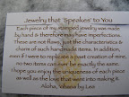 First let me read the enclosed note - not flaws, but characteristics...