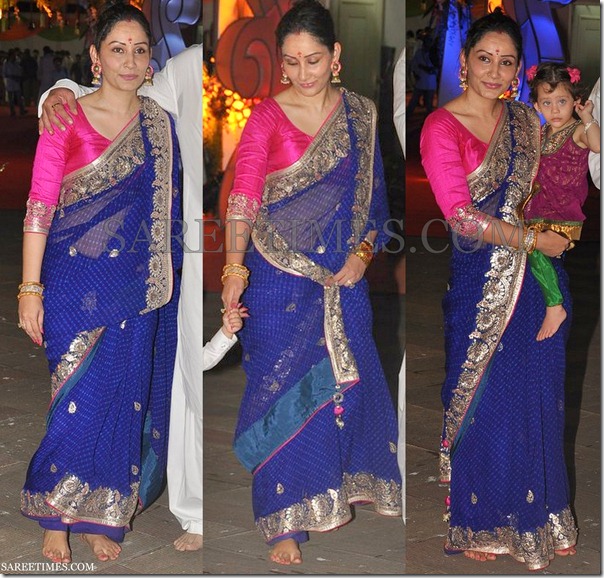 Manyata_Dutt_Blue_Saree