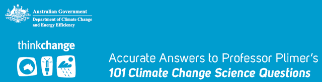 Cover of 'Accurate Answers to Professor Plimer’s 101 Climate Change Science Questions'. climatechange.gov.au