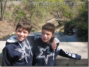 The boys at the top of Minnehaha Falls