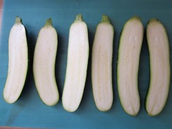2 halved zucchini 2 halved zucchini