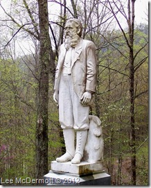 Statue of Devil Anse Hatfield's above his grave in Hatfield Cemetery