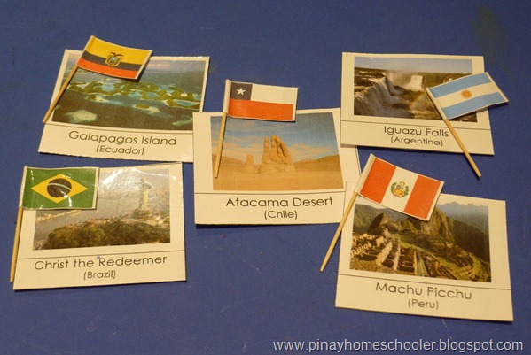 South America Landmarks and Flags Matching Activity