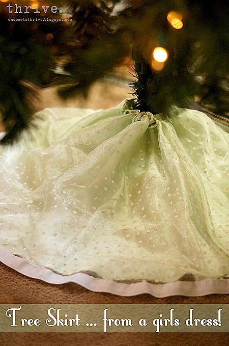 Make a Christmas tree skirt from a girls dress - choosetothrive.blogspot.com