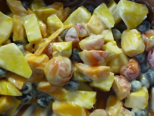 Steve's fruit salad with yogurt-honey dressing.