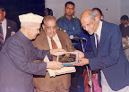 Dr. Shankar Dayal Sharma, former President of India, Honouring with "Veteran Artist" Award for the services in the field of art [1998 New Delhi]