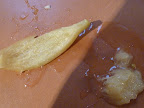 Flesh removed from preserved lemon.