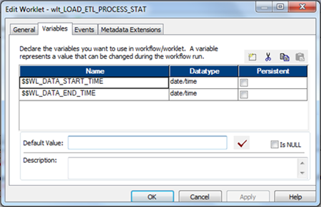 Informatica Worklet Variables