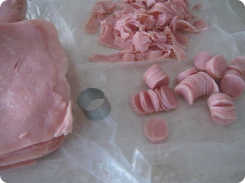 Huevo con jamón circular Comida divertida para niños