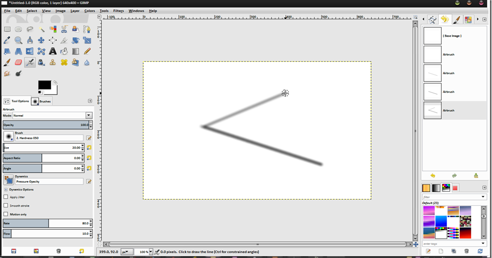 gimp drawing a straight line