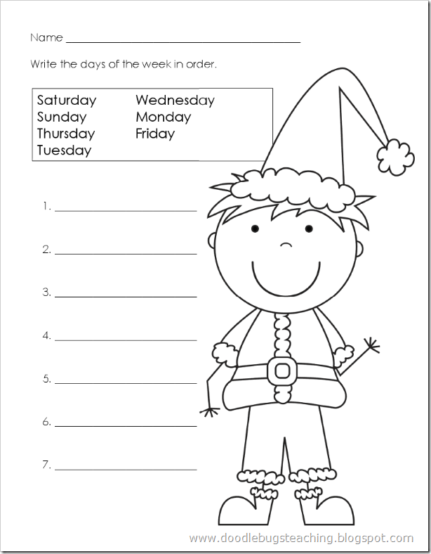 Doodle Bugs Teaching First Grade Rocks Christmas Days Of The I Needed Something For My Little Ps To Do In The Morning Work And Made This Days Of Week Paper Adorable Graphic Is From