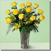 Yellow roses in vase