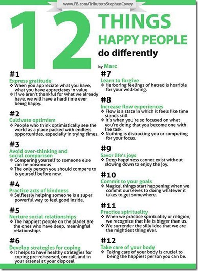 12 THINGS HAPPY PEOPLE DO