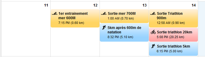 Calendrier Garmin