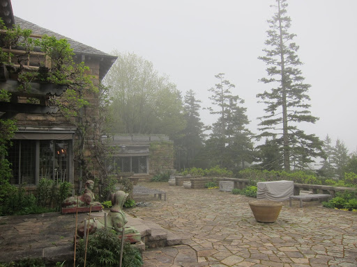 I see the fog has rolled in form the ocean.  This is the gorgeous terrace which will be planted with all of the pots we brought from Bedford.  Time to unload the trailer!
