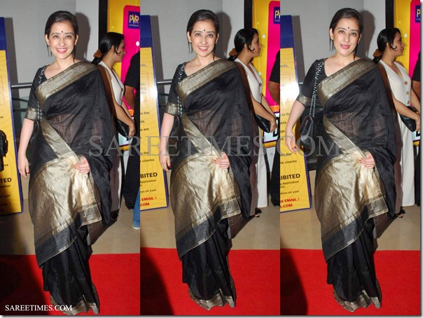 Manisha_Koirala_Black_Saree
