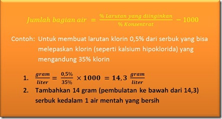 Rumus membuat klorin 0,5% dari serbuk kering Rumus membuat klorin 0,5% dari serbuk kering