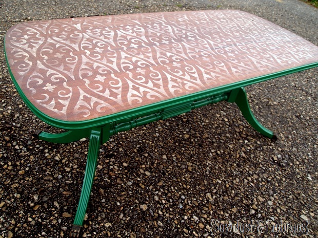 Stencilled and Distressed Coffee Table (by Sawdust & Embryos)