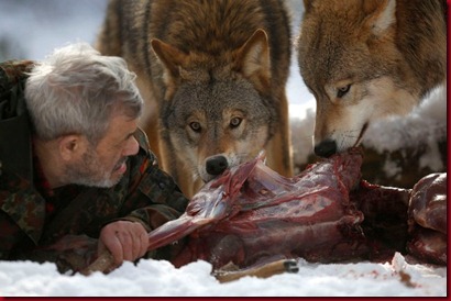Foto Freund Si Manusia Serigala Asal Jerman berebut daging