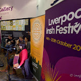 As soon as visitors step into the main foyer of The Bluecoat (the Hub) they are welcomed by the music performance of Chris Boland, Fiona McConnell and Friends LIF'11 Discovering the Liverpool Irish-1 Music in The Hub
