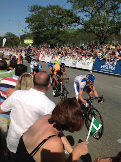 The riders heading for the finish line