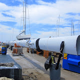 A very tall mast at the Newport Shipyard