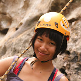 Trang after her first lead climb