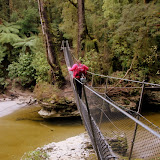 Walking the Cable Swing Bridge - Karamea, New Zealand